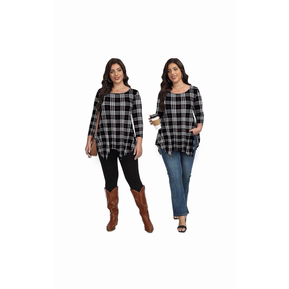 LARACE - Women's Plus Size Shirt, Tunic Shirt with 3/4 Sleeves, Loose Fit 3X
